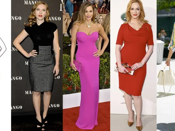 Scarlett Johansson, Sofia Vergara, Christina Hendricks, and Jennifer Lopez have an hourglass body shape