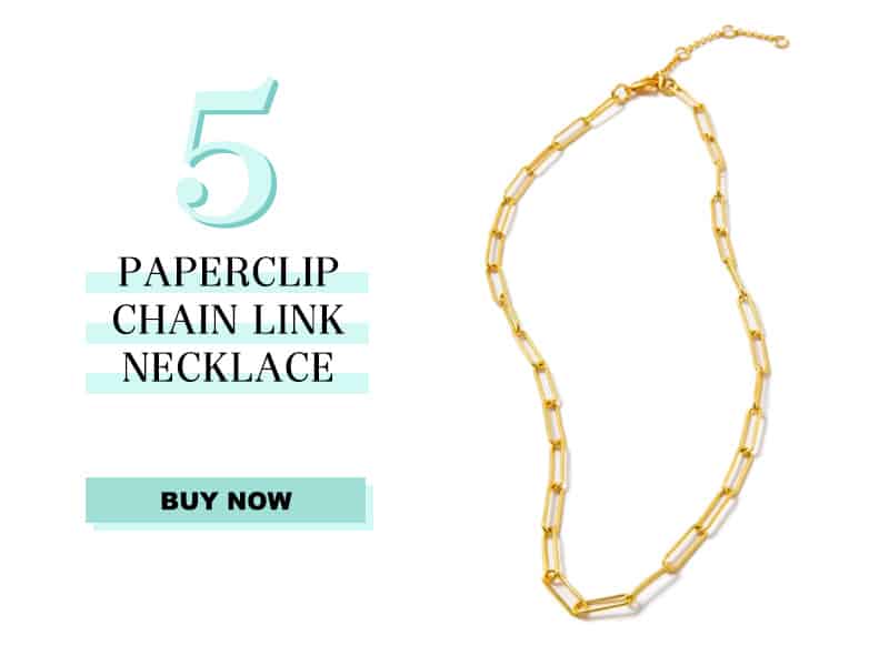 Gold paperclip chain link necklace