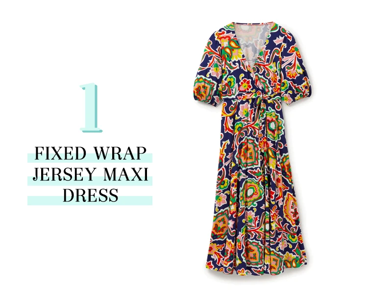 Fixed wrap jersey maxi dress in floral from Boden