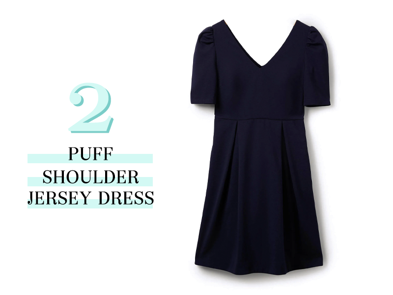 Navy Puff Shoulder Jersey Dress from Boden