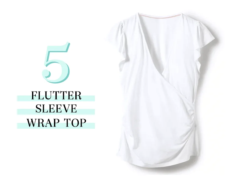 Flutter Sleeve Wrap top in White from Boden