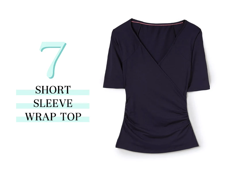 Short Sleeve Wrap Top in Navy from Boden