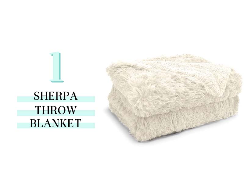 cream colored sherpa throw blanket