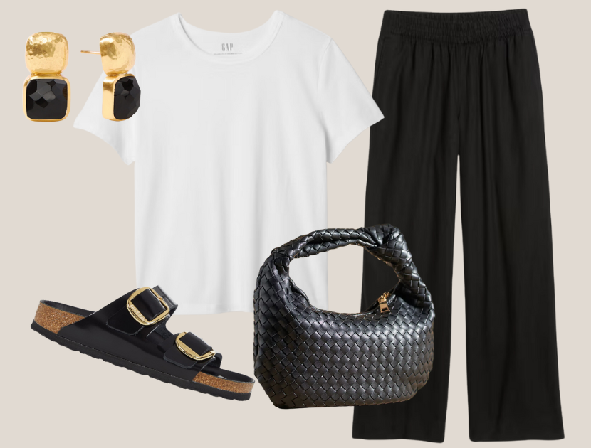 How to Wear Wide Leg Pants with a tee