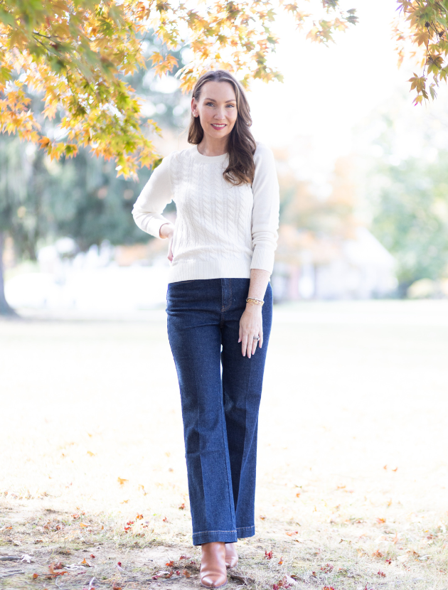 Talbots sweater and jeans