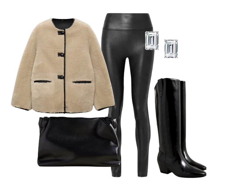Faux Leather Leggings with knee boots
