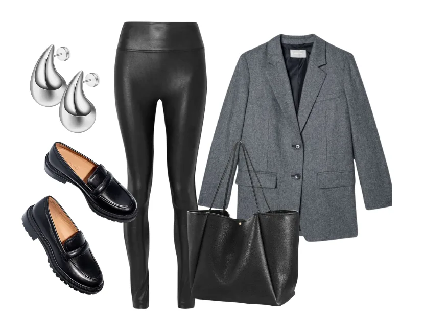 Faux Leather Leggings with ankle boots