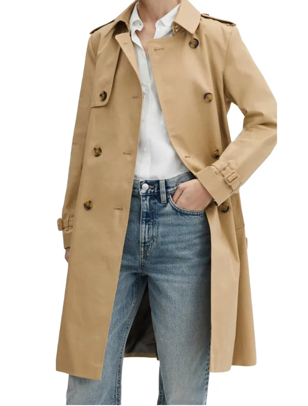 Trench Coat by Mango Classic Double Breasted Water Repellent Cotton Trench Coat by Mango